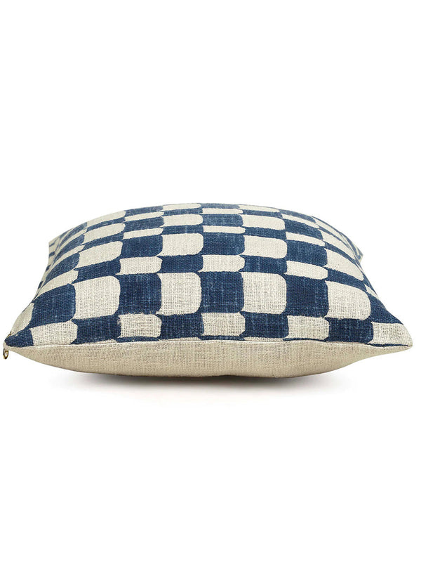 Aaakar Checkered Throw Pillow - Indigo with insert-Casa Amarosa-lobo nosara