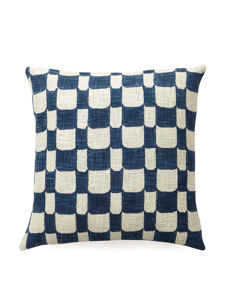 Aaakar Checkered Throw Pillow - Indigo with insert-Casa Amarosa-lobo nosara