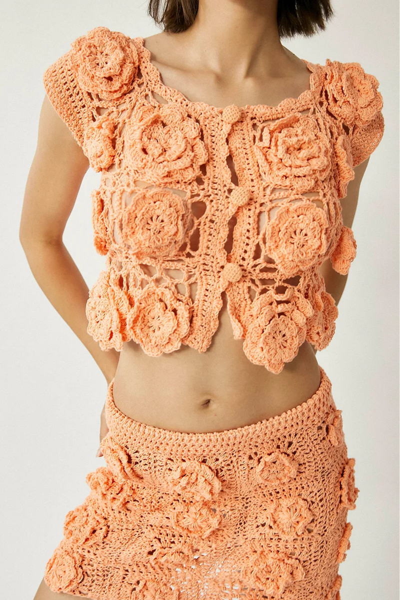 Amapola Crochet Mini Skirt-Tach Clothing-lobo nosara