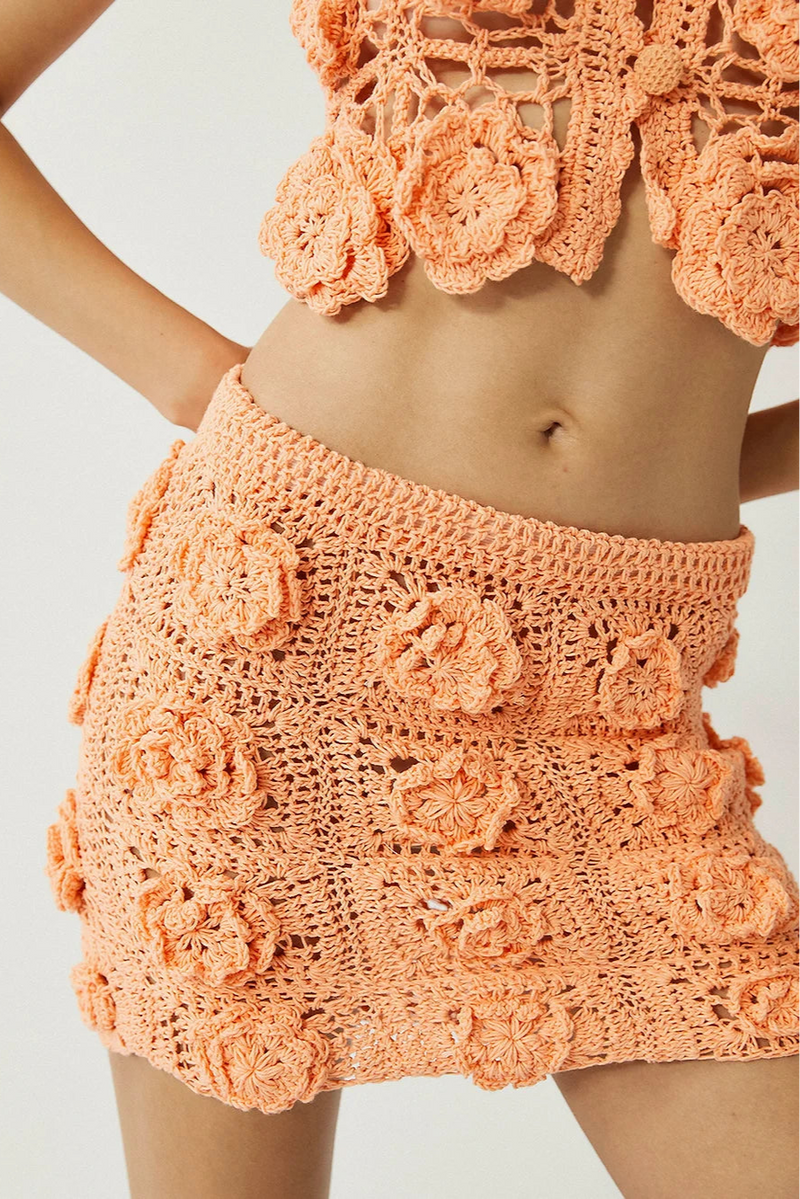 Amapola Crochet Mini Skirt-Tach Clothing-lobo nosara