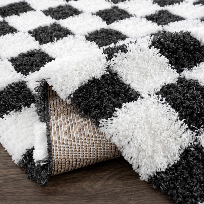 Atira Black & White Checkered Area Rug-Boutique Rugs-lobo nosara
