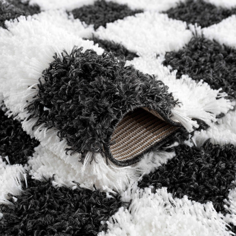 Atira Black & White Checkered Area Rug-Boutique Rugs-lobo nosara