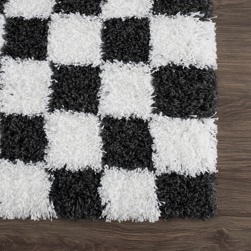Atira Black & White Checkered Area Rug-Boutique Rugs-lobo nosara