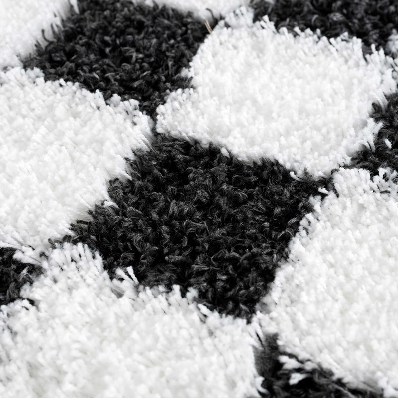 Atira Black & White Checkered Area Rug-Boutique Rugs-lobo nosara