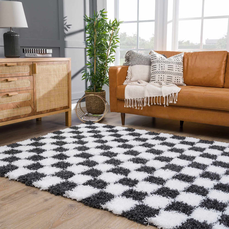 Atira Black & White Checkered Area Rug-Boutique Rugs-lobo nosara
