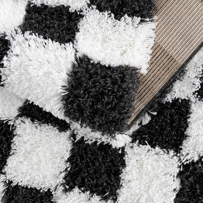 Atira Black & White Checkered Area Rug-Boutique Rugs-lobo nosara