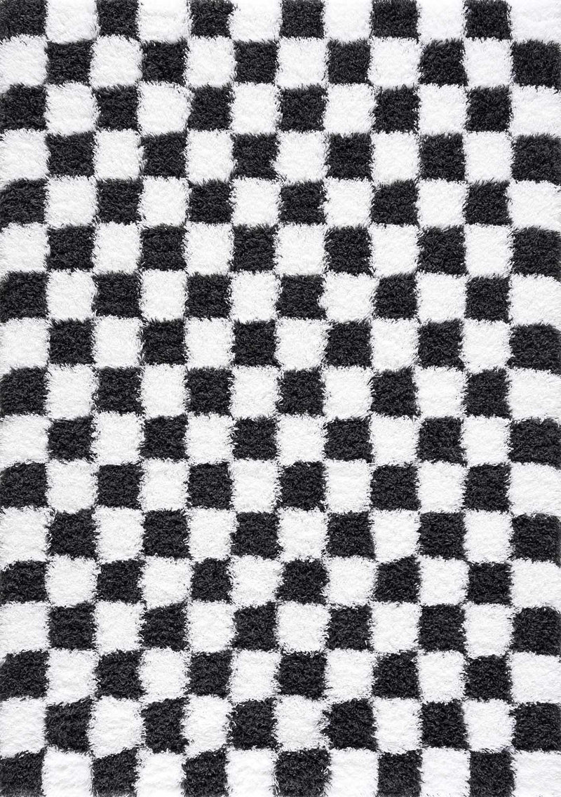 Atira Black & White Checkered Area Rug-Boutique Rugs-lobo nosara
