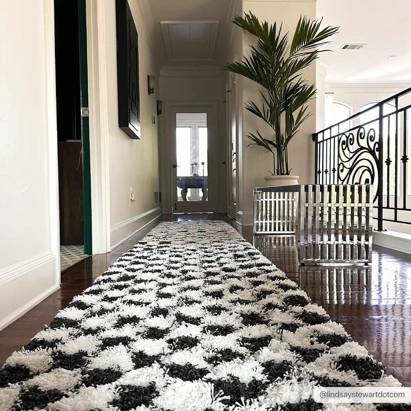 Atira Black & White Checkered Area Rug-Boutique Rugs-lobo nosara
