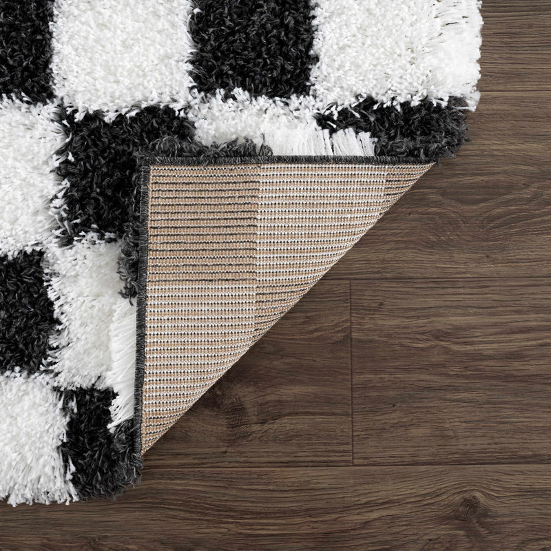 Atira Black & White Checkered Area Rug-Boutique Rugs-lobo nosara