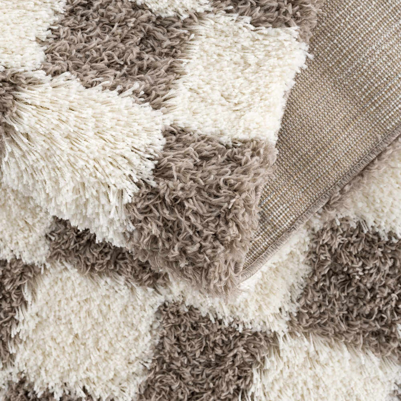 Atira Brown Checkered Area Rug-Boutique Rugs-lobo nosara