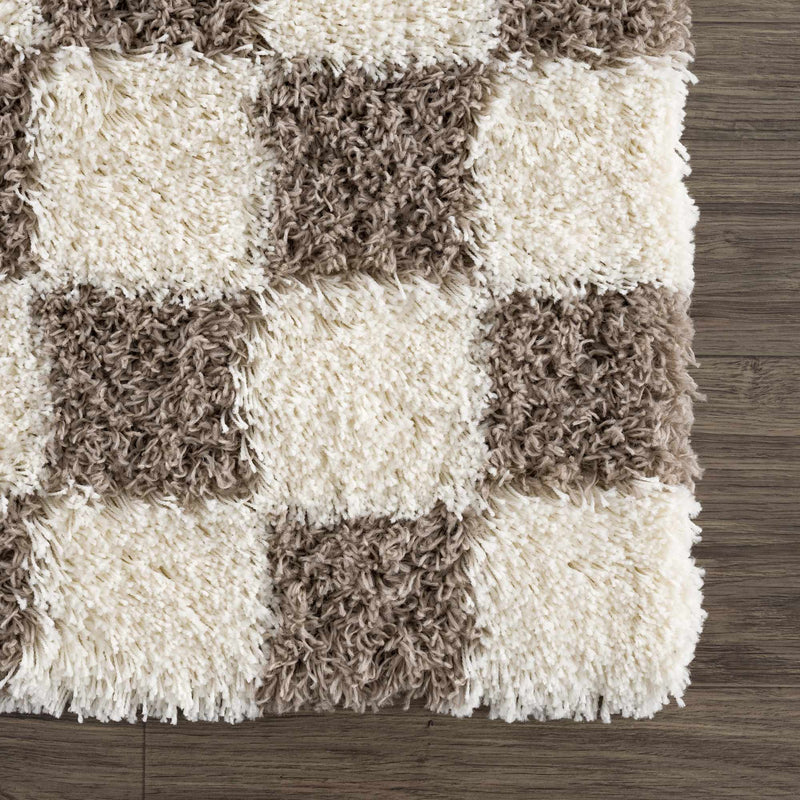Atira Brown Checkered Area Rug-Boutique Rugs-lobo nosara