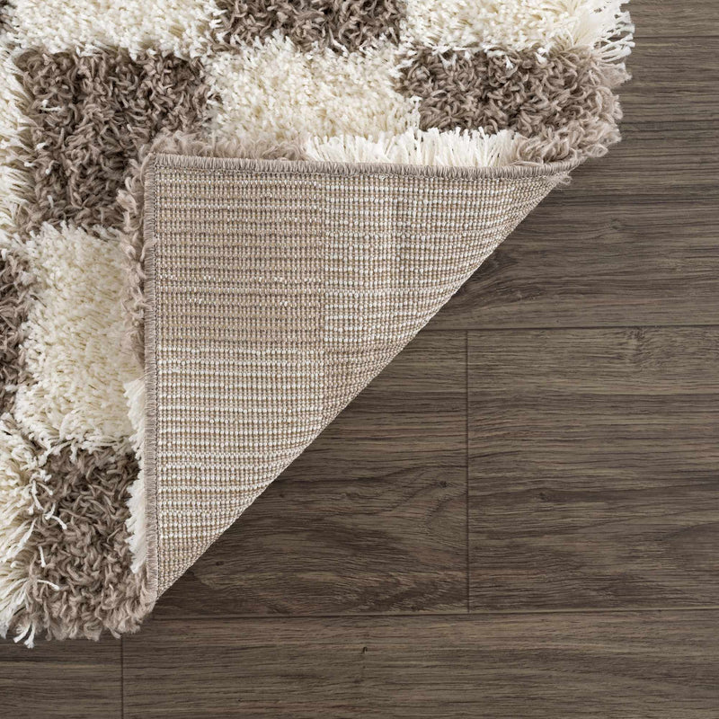 Atira Brown Checkered Area Rug-Boutique Rugs-lobo nosara