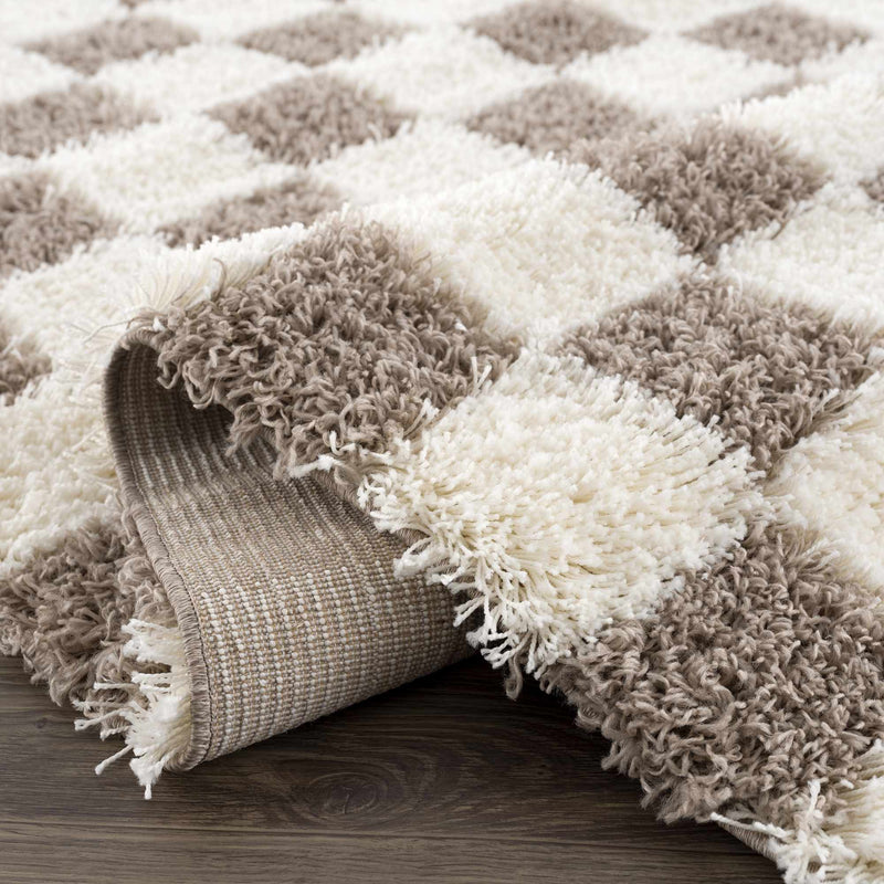 Atira Brown Checkered Area Rug-Boutique Rugs-lobo nosara