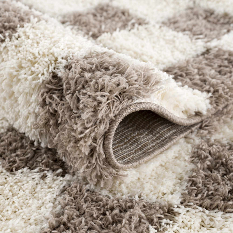 Atira Brown Checkered Area Rug-Boutique Rugs-lobo nosara