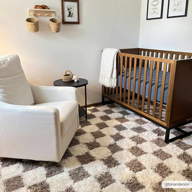 Atira Brown Checkered Area Rug-Boutique Rugs-lobo nosara
