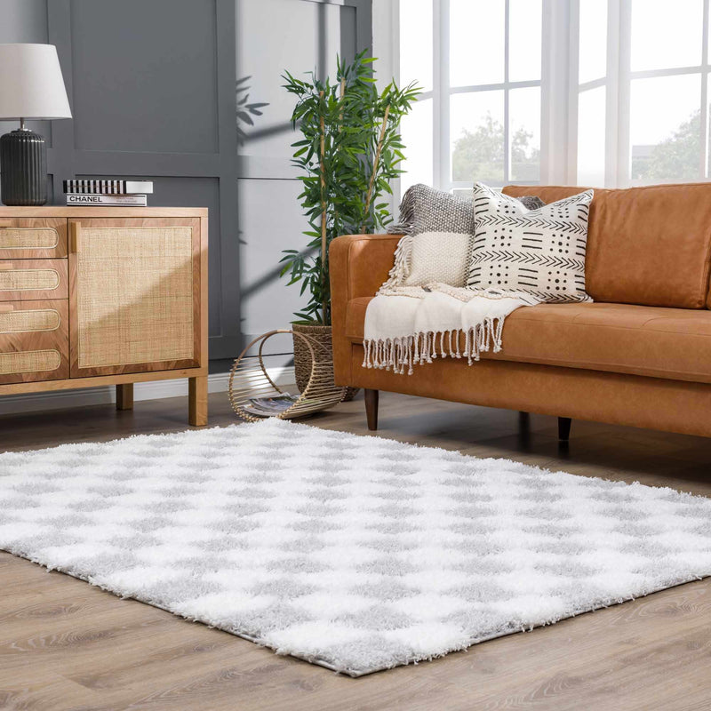 Atira Gray Checkered Area Rug-Boutique Rugs-lobo nosara