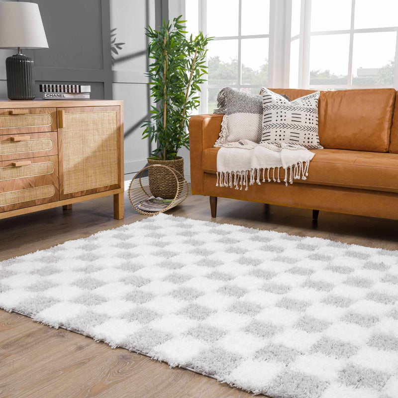 Atira Gray Checkered Area Rug-Boutique Rugs-lobo nosara