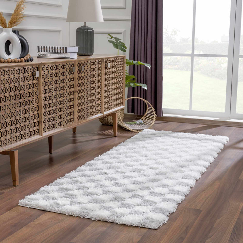 Atira Gray Checkered Area Rug-Boutique Rugs-lobo nosara