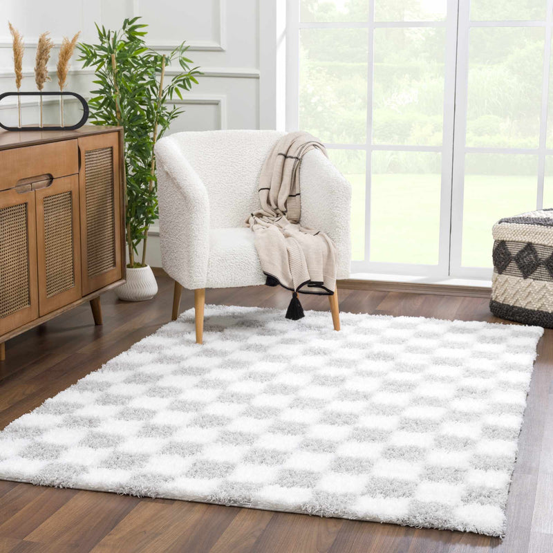 Atira Gray Checkered Area Rug-Boutique Rugs-lobo nosara