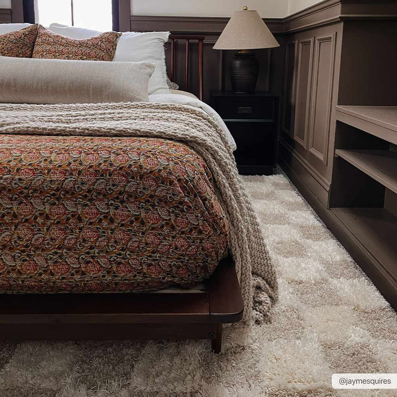Atira Light Brown Checkered Area Rug-Boutique Rugs-lobo nosara