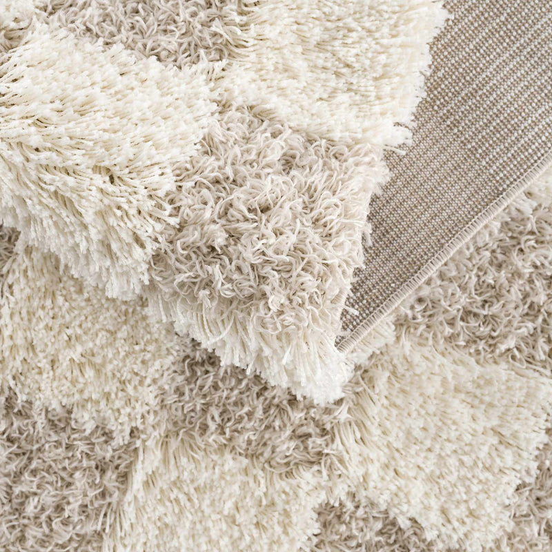 Atira Light Brown Checkered Area Rug-Boutique Rugs-lobo nosara