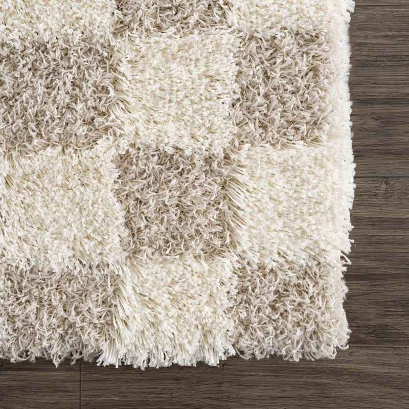 Atira Light Brown Checkered Area Rug-Boutique Rugs-lobo nosara