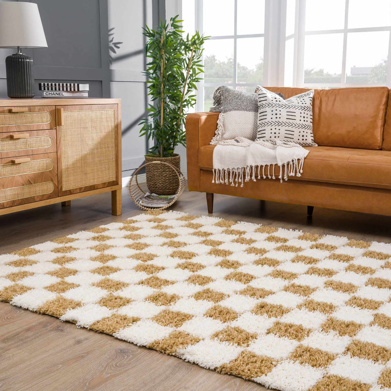 Atira Mustard Checkered Area Rug-Boutique Rugs-lobo nosara