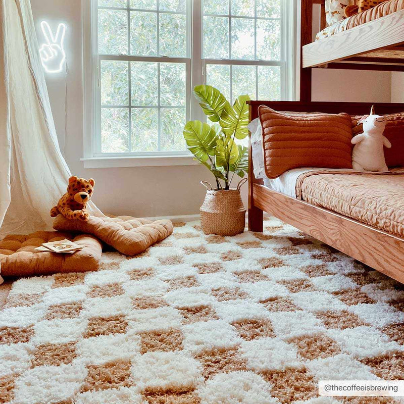 Atira Mustard Checkered Area Rug-Boutique Rugs-lobo nosara