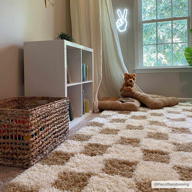 Atira Mustard Checkered Area Rug-Boutique Rugs-lobo nosara