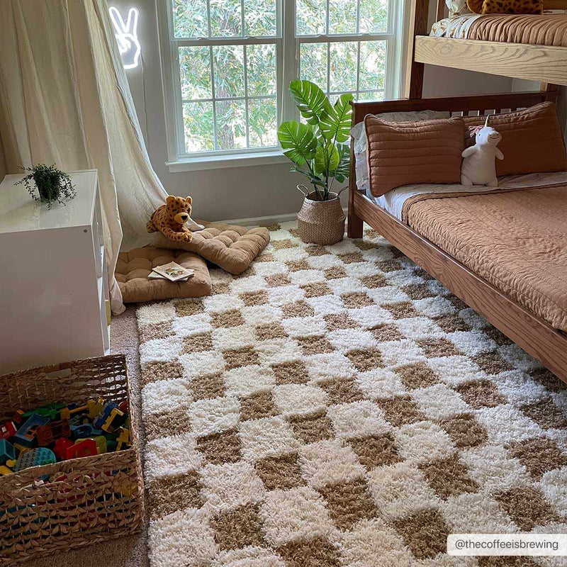 Atira Mustard Checkered Area Rug-Boutique Rugs-lobo nosara