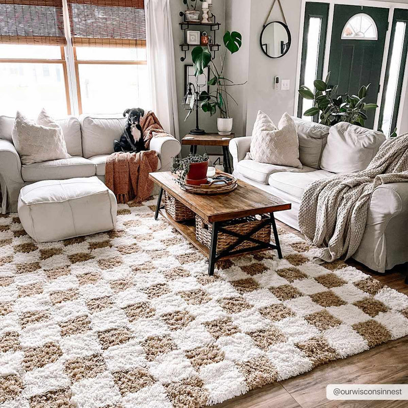 Atira Mustard Checkered Area Rug-Boutique Rugs-lobo nosara