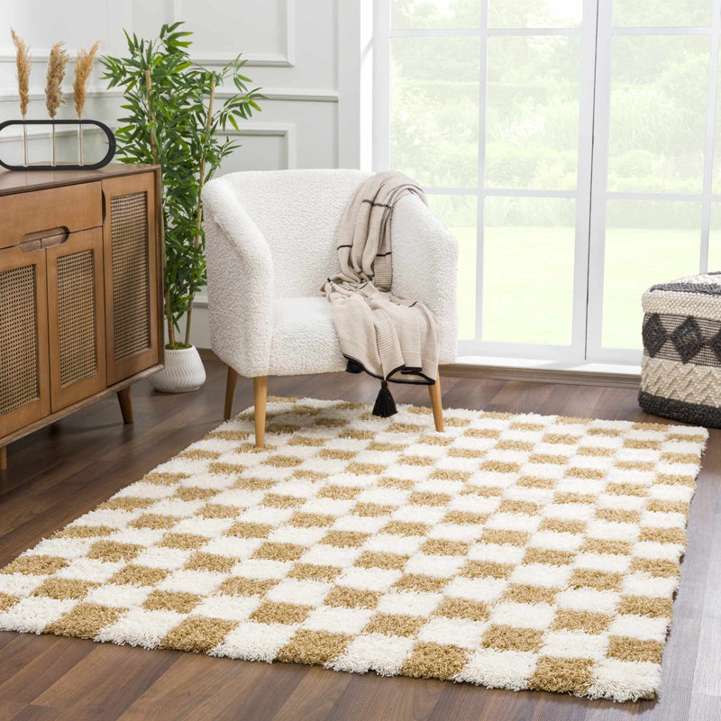 Atira Mustard Checkered Area Rug-Boutique Rugs-lobo nosara