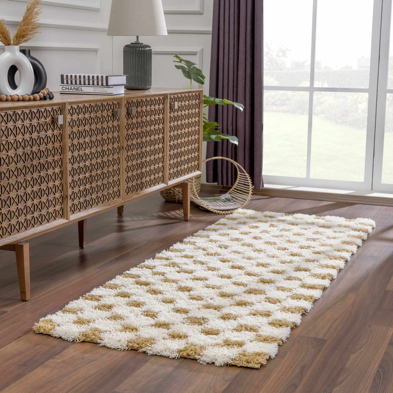 Atira Mustard Checkered Area Rug-Boutique Rugs-lobo nosara