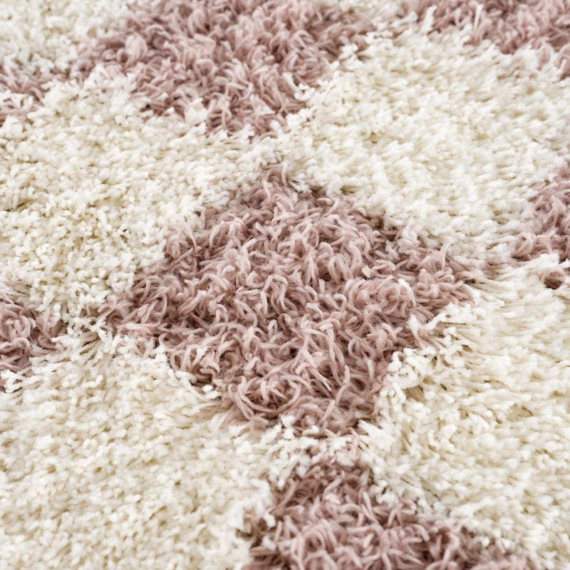 Atira Pink Checkered Shag Rug-Boutique Rugs-lobo nosara