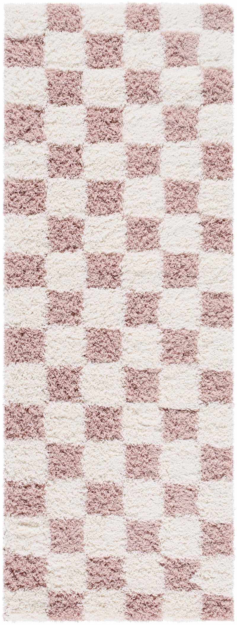 Atira Pink Checkered Shag Rug-Boutique Rugs-lobo nosara