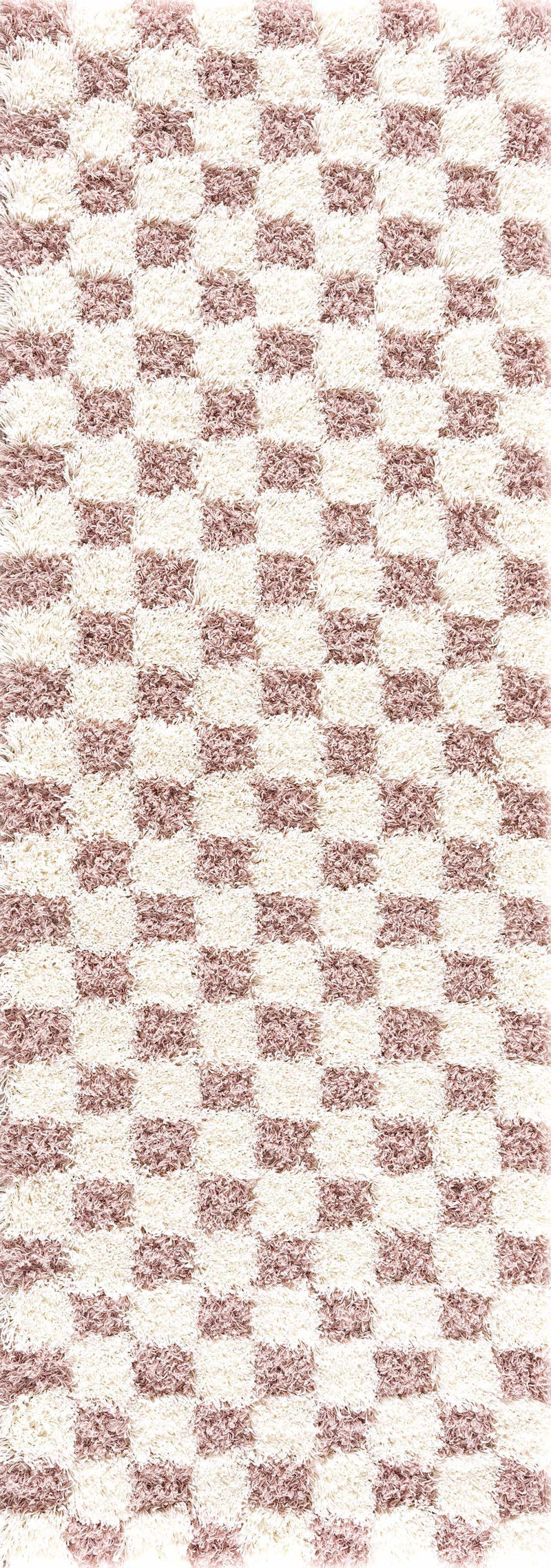 Atira Pink Checkered Shag Rug-Boutique Rugs-lobo nosara