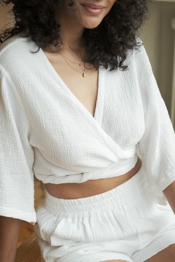 Bali Wrap Top - White-The Handloom-lobo nosara