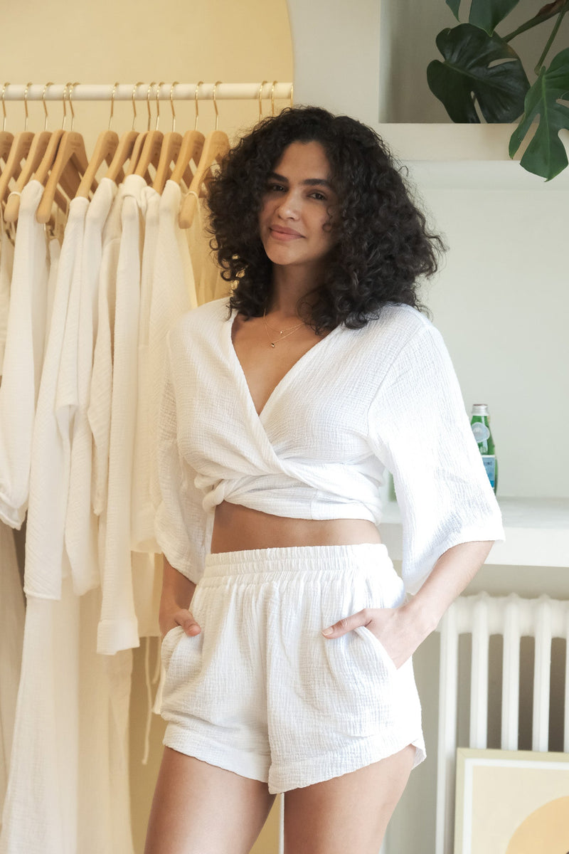 Bali Wrap Top - White-The Handloom-lobo nosara