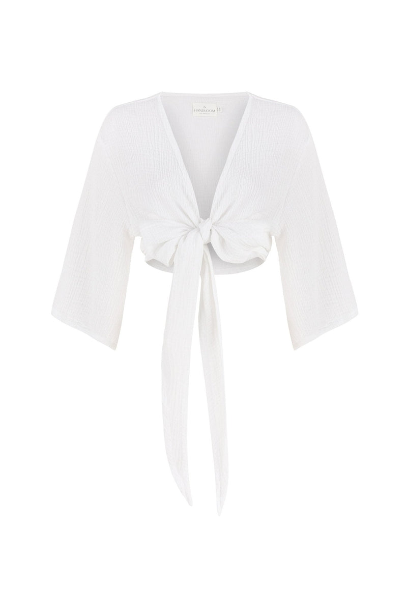 Bali Wrap Top - White-The Handloom-lobo nosara