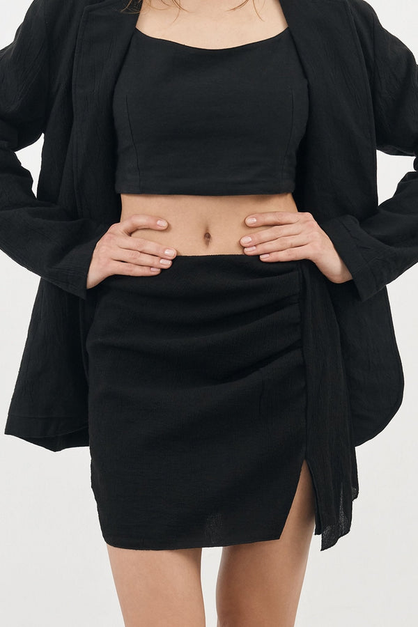 Bella Mini Skirt - Black-The Handloom-lobo nosara