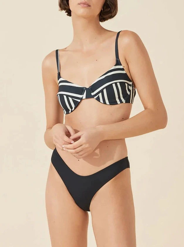 Black & Bone Stripe Balconette Bra Cup-Zulu & Zephyr-lobo nosara