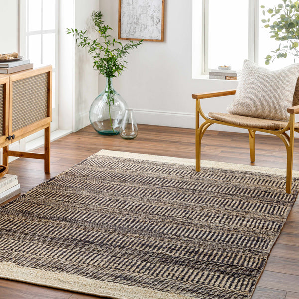 Black Elle Jute Rug-Boutique Rugs-lobo nosara