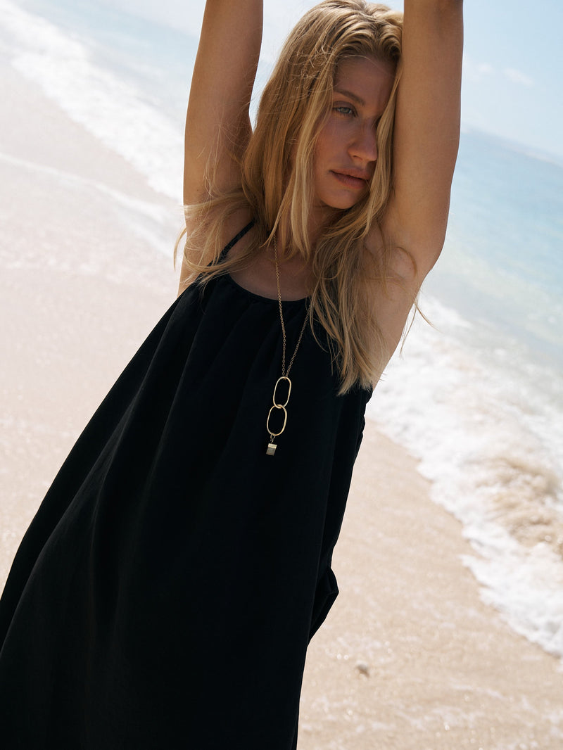 Bliss Flow Maxi Dress - Black-The Handloom-lobo nosara