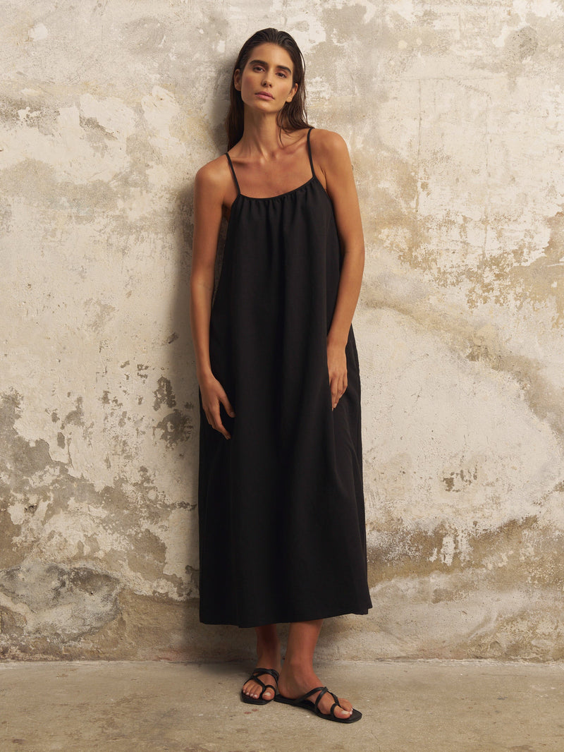 Bliss Flow Maxi Dress - Black-The Handloom-lobo nosara