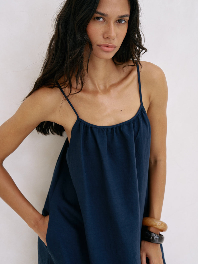 Bliss Flow Maxi Dress - Navy-The Handloom-lobo nosara