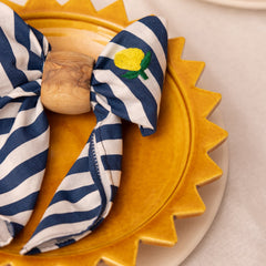 Blue Striped Lemon Embroided Napkins | Set of 2-Apartment F-lobo nosara
