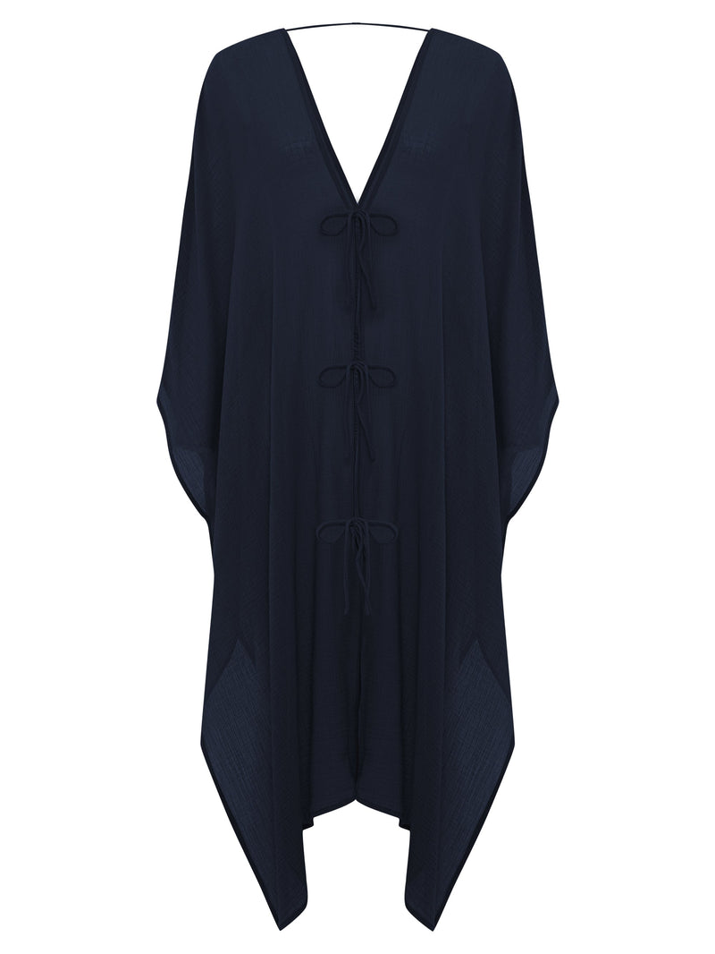 Bodrum Ties Kaftan - Navy-The Handloom-lobo nosara