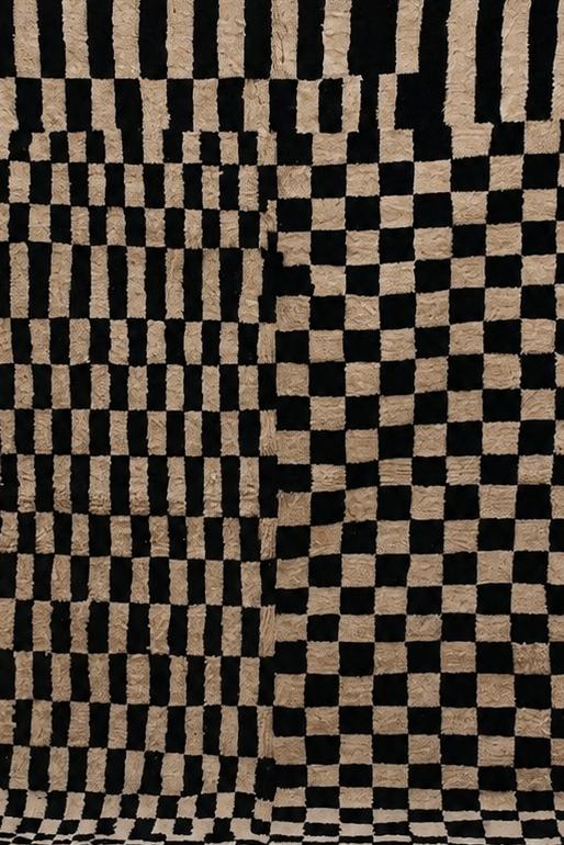 Boujaad Moroccan rug in black and cream — made to order in any size by lobo nosara