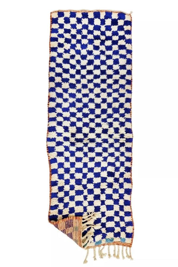 Boujaad Moroccan Rug - Blue Checkers-lobo-lobo nosara