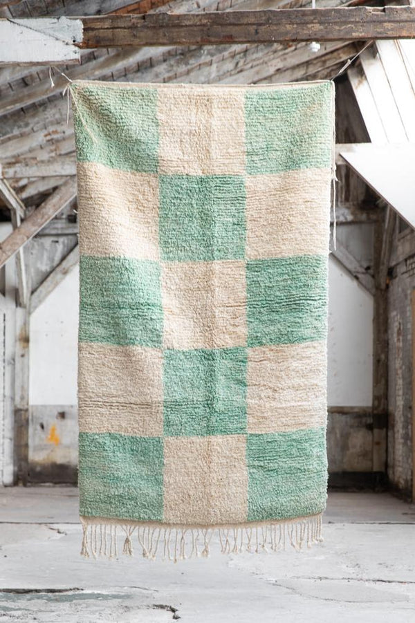 Boujaad Moroccan Rug - Seafoam Checks-lobo-lobo nosara